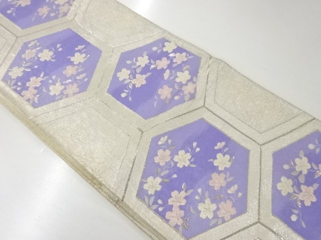 JAPANESE KIMONO / TORTOISESHELL-PATTERNED FUKURO OBI / WOVEN FLORAL MO